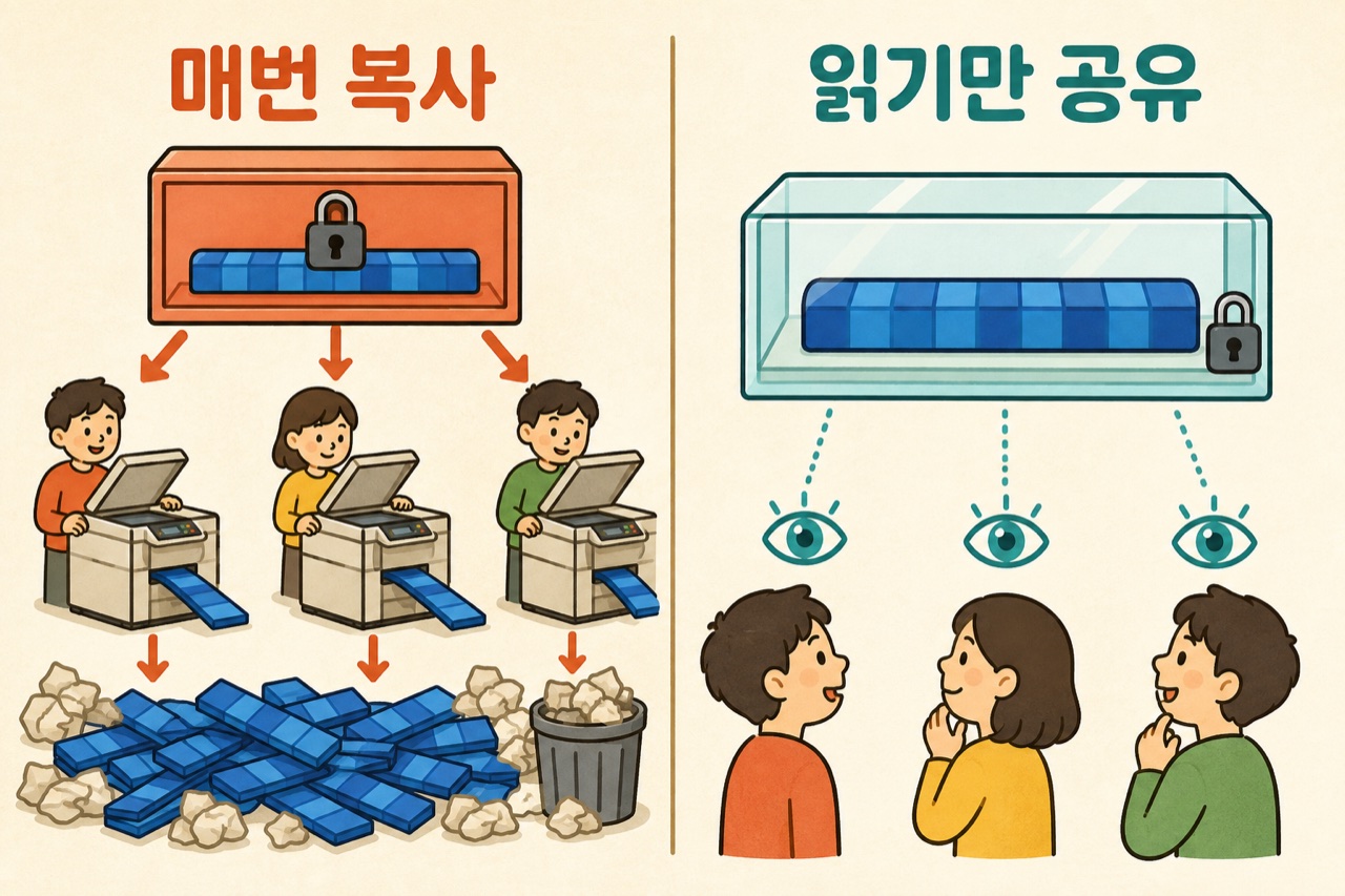 캐시 데이터를 매번 복사하는 방식과 읽기 전용으로 공유하는 방식